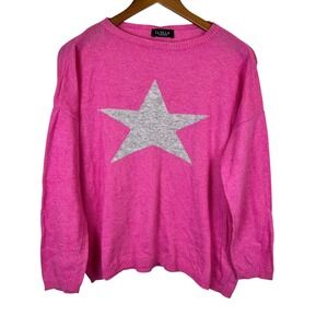 Luella Cashmere Pink Star Sweater Womens Small Oversized Base Layer Wool